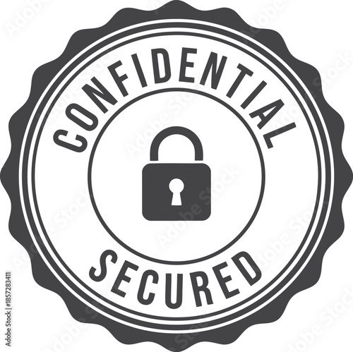 Confidential Secured Badge Icon with Lock Symbol – Data Privacy and Security Seal Vector