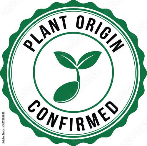 Plant Origin Confirmed Badge – Organic Vegan Certified Label for Natural Products Packaging