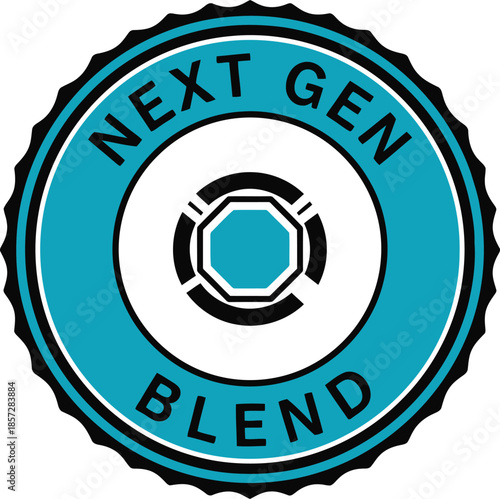 Modern Next Gen Blend Badge Logo Design – Blue Circular Emblem for Branding and Packaging