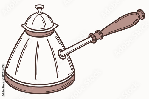 Vintage Style Coffee Pot With Handle And Lid On White Background cezve ibrik
