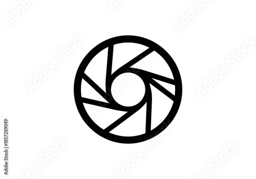 Symbol of peace symbol Black and White Circular Aperture Icon with Triangular Segments.	
