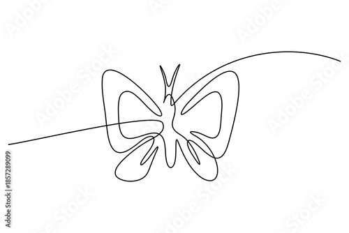 Butterfly continuous line art intricate sketch with internal loop patterns