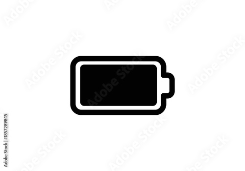 Vector Black and White Battery Icon Depicting Low Power and Depleted Energy