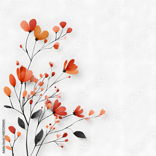 Blossom in the light: Delicate orange and red flowers, with fine details and subtle textures, creates elegant composition. capturing the natural beauty and floral inspiration.
