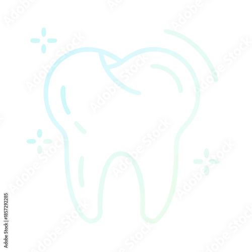Dental tooth graphic illustration with sparkles on transparent background  