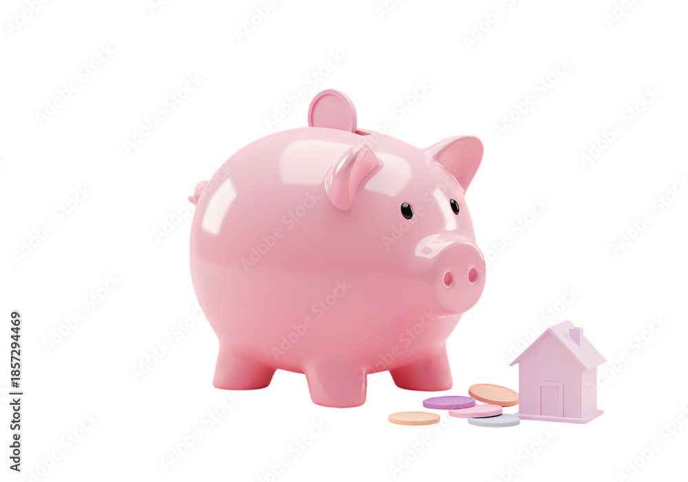 Obraz premium Money Savings for Home Investment on white background