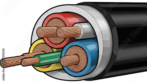 Electrical Cable with Multiple Insulated Wires.
