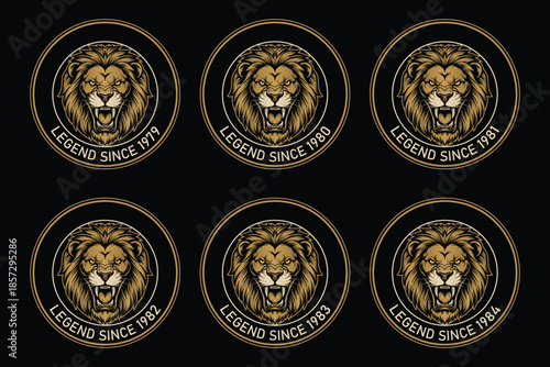 Golden lion T-Shirt Designs with legend since 1997 to 1984 on black