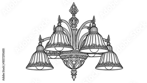 Ornate Chandelier with Multiple Shades.