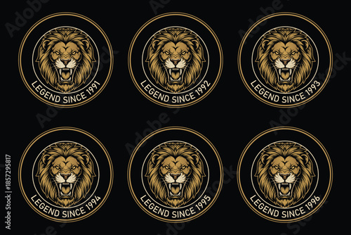 Golden lion T-Shirt Designs with legend since 1991 to 1996 on black