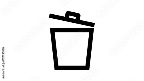 Simple Black Trash Can Icon Illustration.