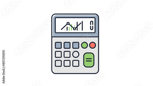 Simple Calculator Illustration with Display Screen.