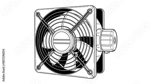 Square Shaped Electric Fan Illustration.