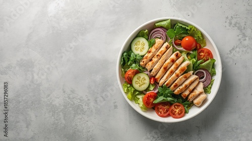 Healthy Grilled Chicken Salad Bowl with Fresh Vegetables