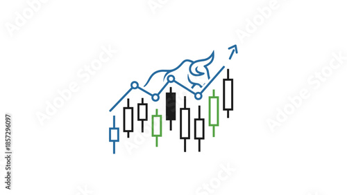 Stock Market Chart with Rising Trend.