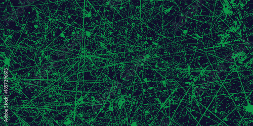 abstract green grunge abstract texture with green scratches and splatters on black background for backgrounds, overlays, and digital art. vector