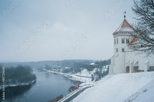 Old Castle in Grodno at winter time