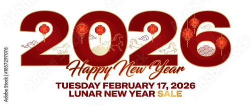 Celebrating the Lunar New Year 2026, Year of the Fire Horse, with a festive greeting and sale on February 17