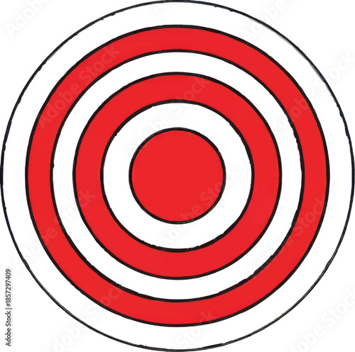 Target Bullseye Illustration - Red and White Concentric Circles for Aim, Goal, and Success Concepts