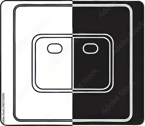 Duality Light Switch Concept - Black and White Contrast of On and Off Power Button for Home Automation and Smart Energy Control