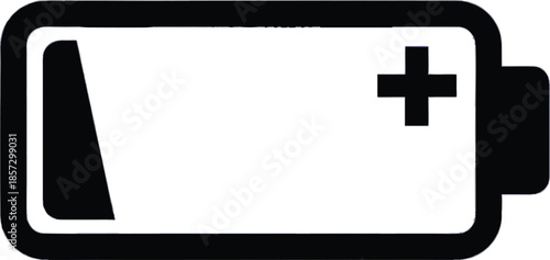 Low Battery Icon. Digital power and energy level indicator graphic design element.