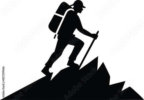 mountain climber silhouette vector icon