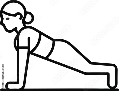 plank excersize outline on white brackground