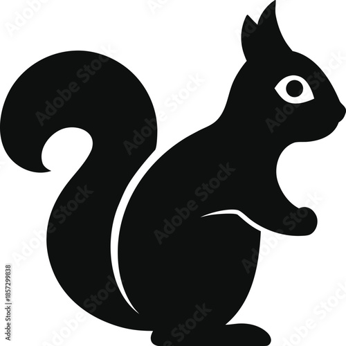 Vector illustration of black squirrel silhouette