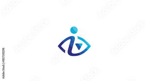 Modern business logo with abstract human design and blue gradient, Generative AI.