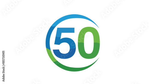 Vibrant 50th anniversary logo with modern blue and green design, Generative AI.