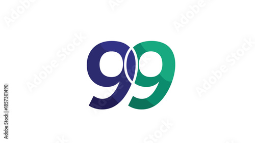 Vibrant dual color number ninety nine logo design, Generative AI.