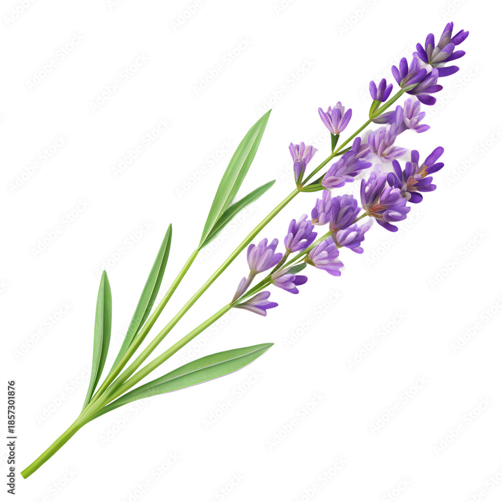 Fototapeta premium Lavender flower branch isolated on transparent background