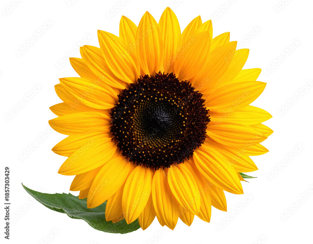 Fototapeta premium Bright and Vibrant Sunflower with Rich Yellow Petals Against a Transparent Background