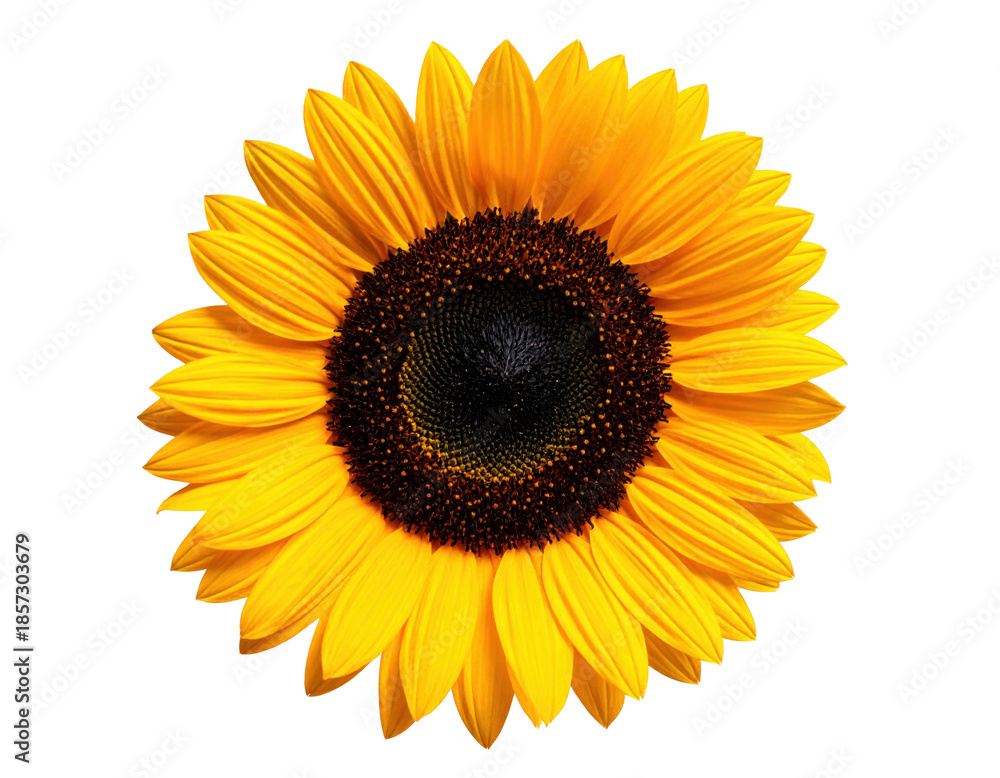 Fototapeta premium Bright Yellow Sunflower Blooming Beautifully Against A Transparent Background