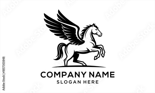 Majestic Pegasus Horse with Wings Logo Design.