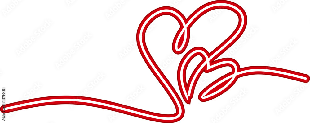 Fototapeta premium Neon Heart Shaped Continuous Line