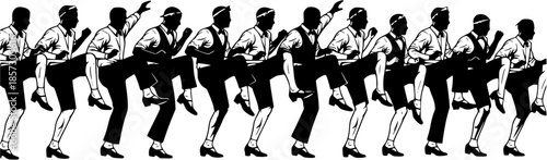 Line of legs dancing the Charleston silhouette. vector set
