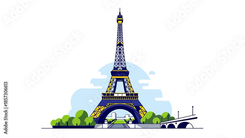 Eiffel Tower Flat Illustration