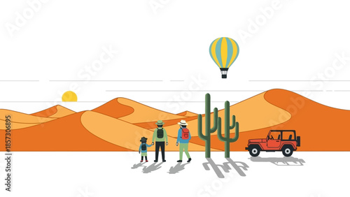 Desert Family Adventure with Hot Air Balloon and Jeep