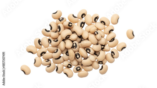Slika na platnu Pile of black-eyed peas isolated PNG on transparent background, uncooked legumes