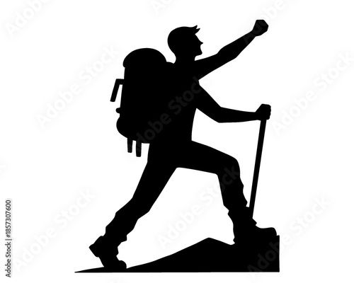 silhouette of a mountain climber, icon isolated on a white background, vector illustration type 2
