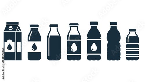 Collection of Various Beverage Bottles and Carton.