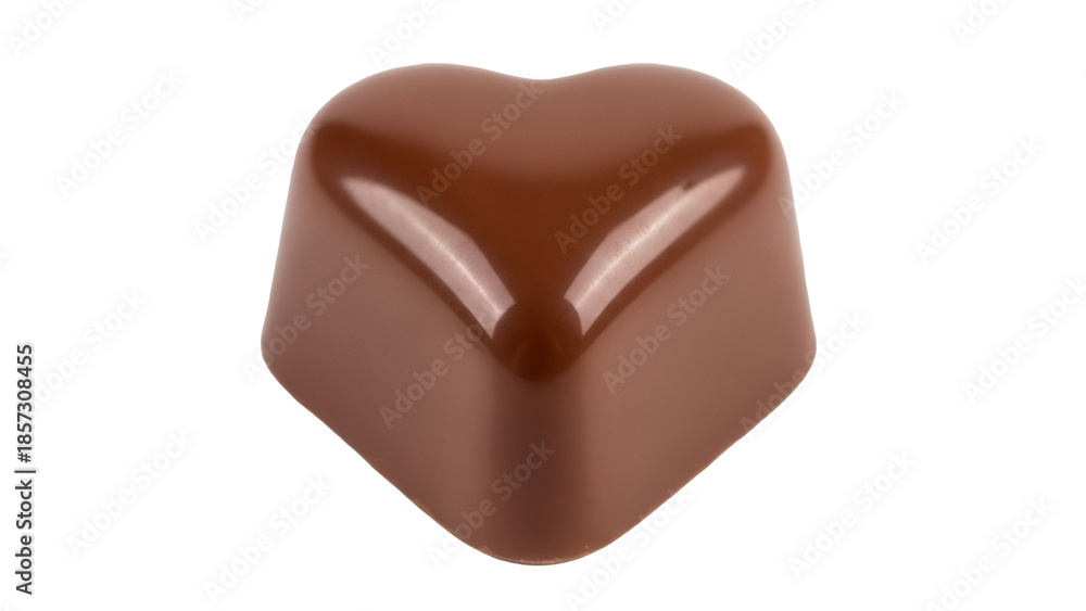Obraz premium Heart-shaped milk chocolate candy isolated PNG, sweet treat for Valentine s Day and romantic occasions, confectionery delight on transparent background