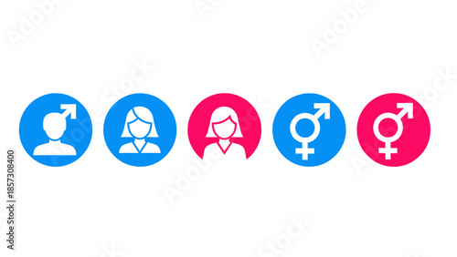 Gender symbols and icons representing male and female diversity.