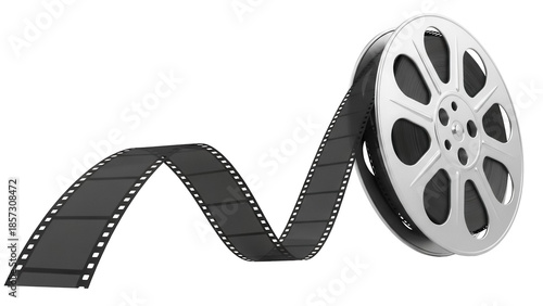 фотографія Film reel with film strip isolated PNG, movie industry equipment for cinema and