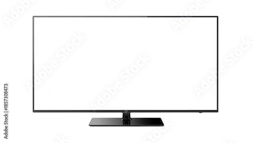Modern black TV isolated PNG on transparent background, television set for home entertainment and media display