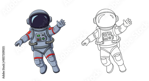 Astronaut in Space: A detailed illustration captures the spirit of space exploration, depicting an astronaut floating weightlessly in the infinite expanse of the cosmos.