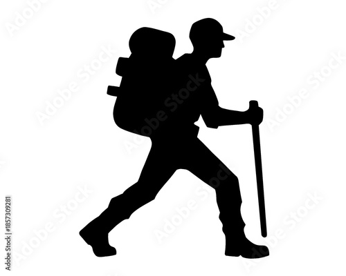 mountain climber icon, black and white image, vector illustration 3
