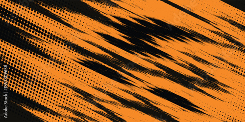 orange black brush Car sticker wrap pattern banner abstract sporty lines black orange color combination grunge brush modern pattern racing motorsport design.vector illustration.