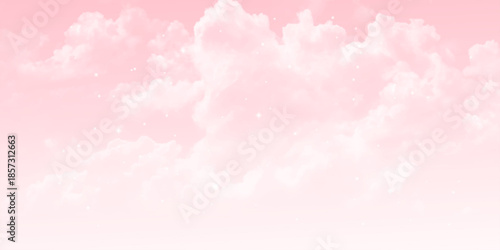 White cloud and sky with a pink background